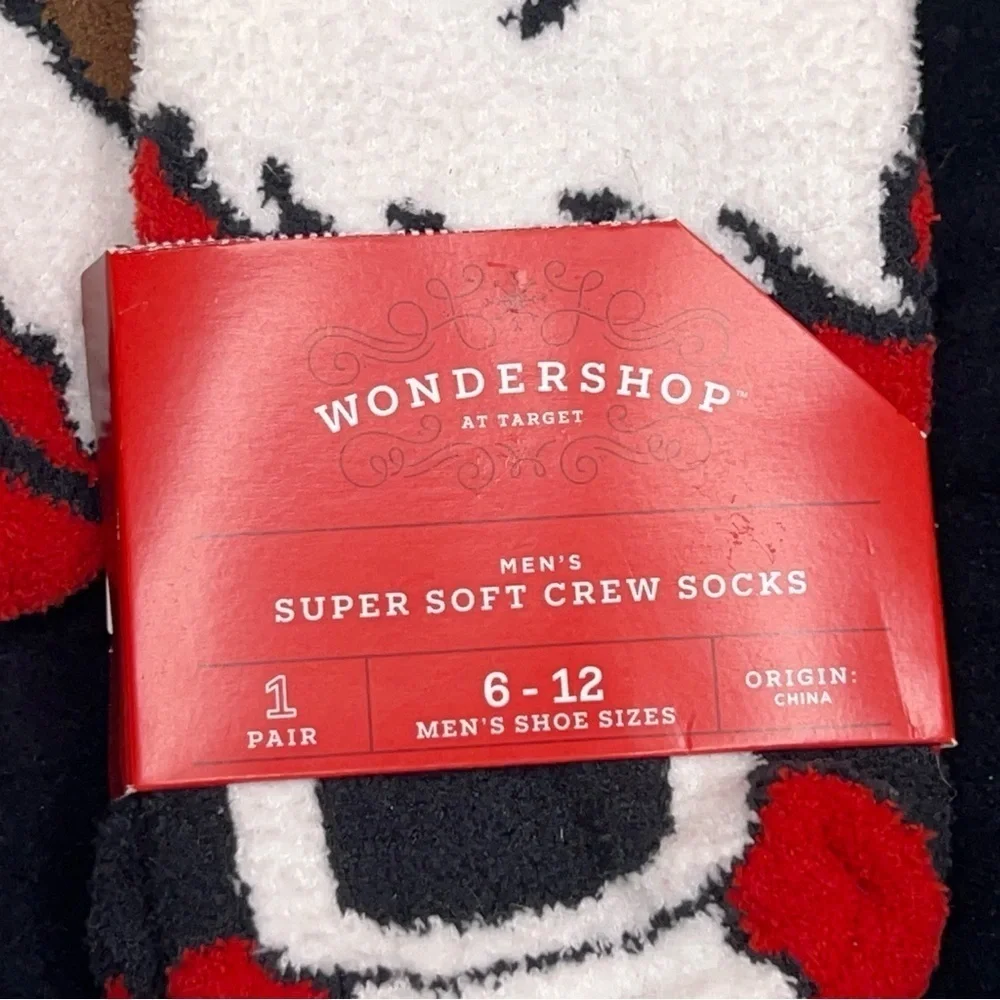 New Santa Socks Holiday Christmas Fleece Red White Festive